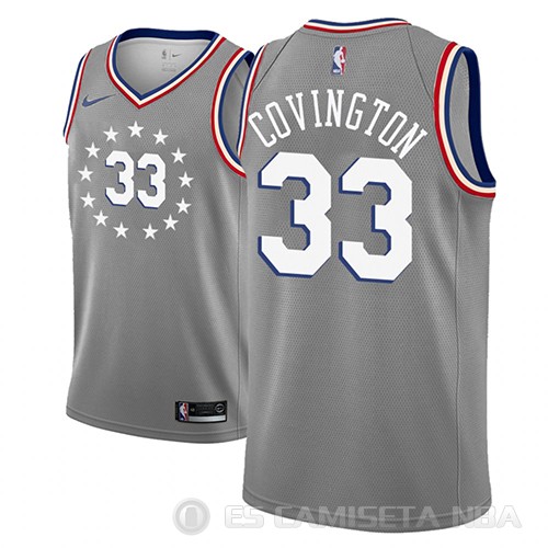 Camiseta Robert Covington #33 Philadelphia 76ers Ciudad 2018-19 Gris - Haga un click en la imagen para cerrar